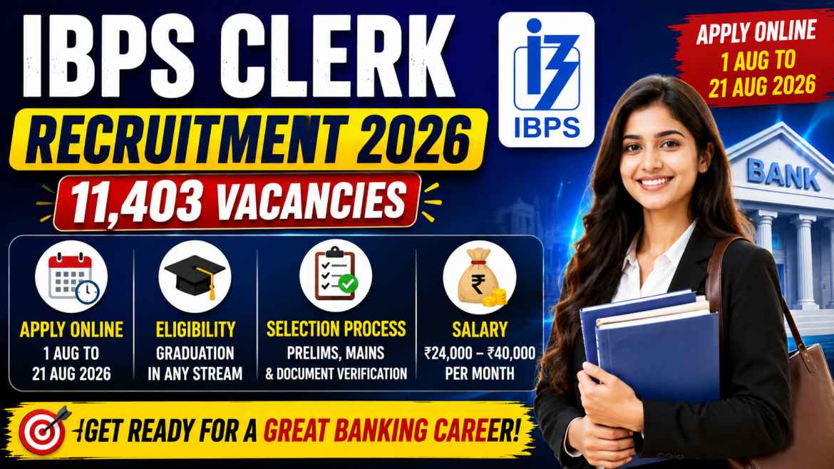 IBPS Clerk (CSA) Recruitment 2026: Apply Online, Eligibility, Vacancy, Exam Date & Complete Guide